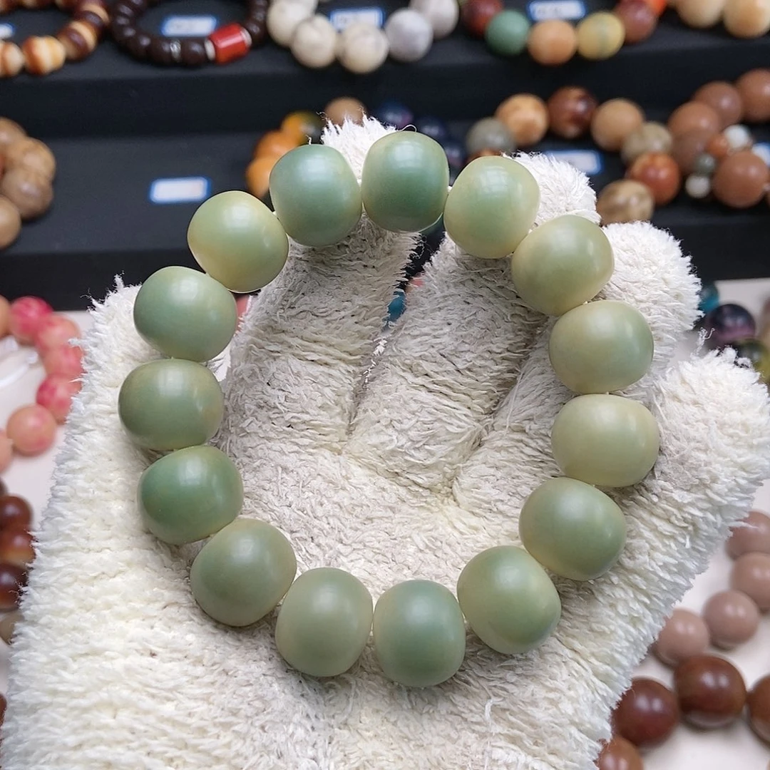 手串菩提根/象牙果18mm手工干磨青苹果