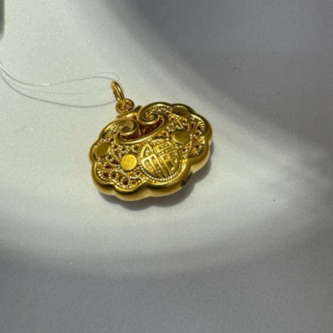 【年终补贴】足金999古法金双面如意锁祥云锁时尚潮流足金锁传承