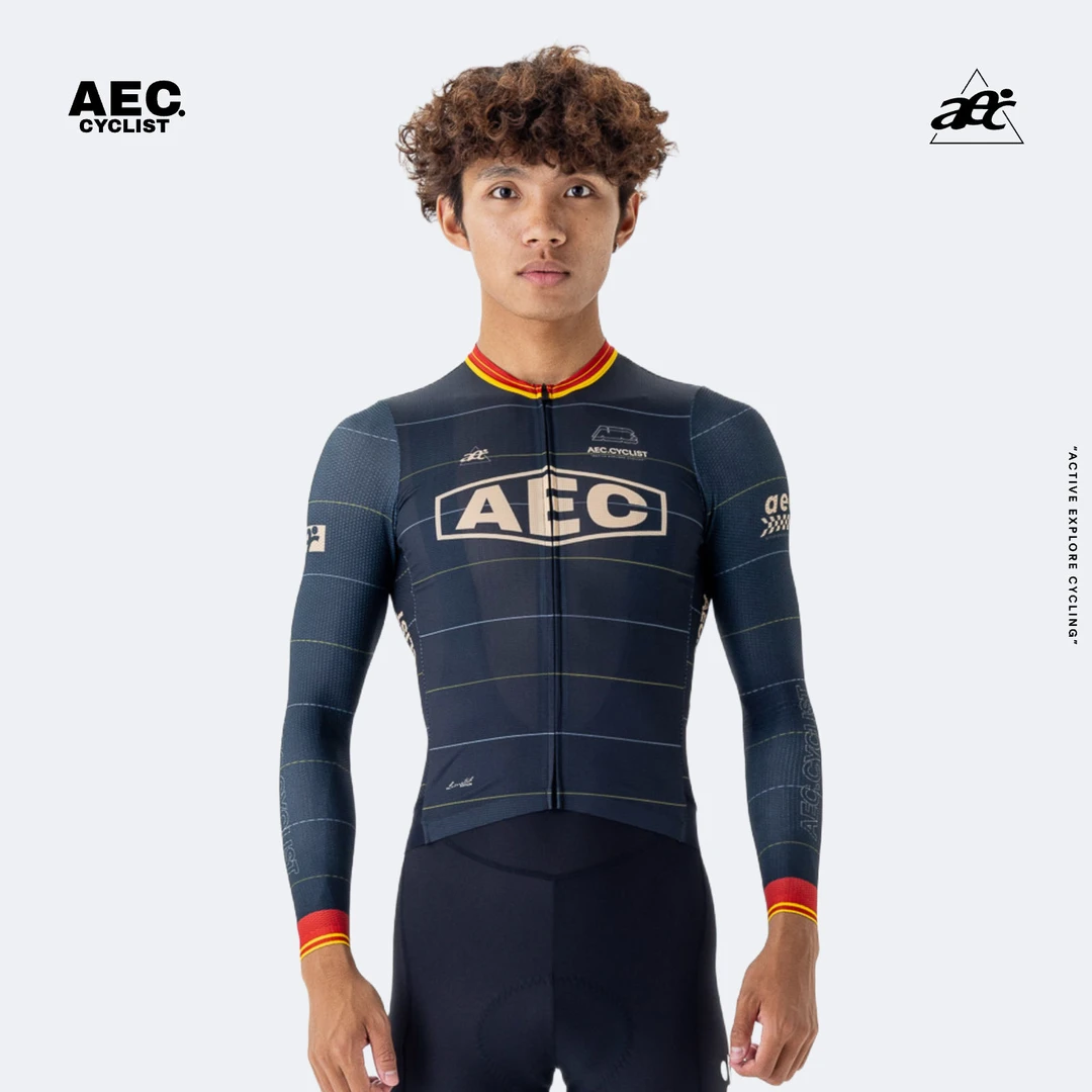 aec骑行服男款长袖 平行线系列春夏公路自行车上衣专业透气舒适款