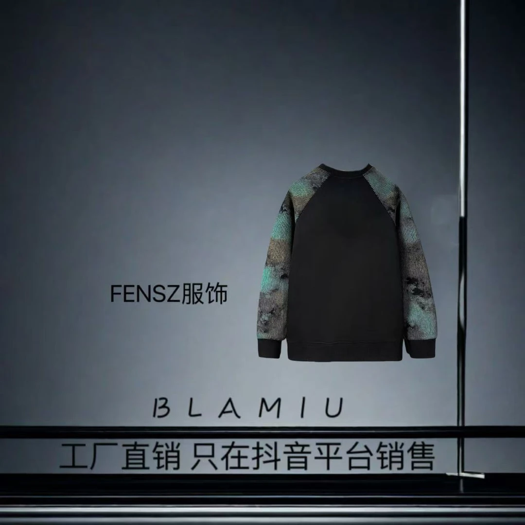 【7号】（绿松石）V刺绣圆领卫衣-BK0003-RY0003