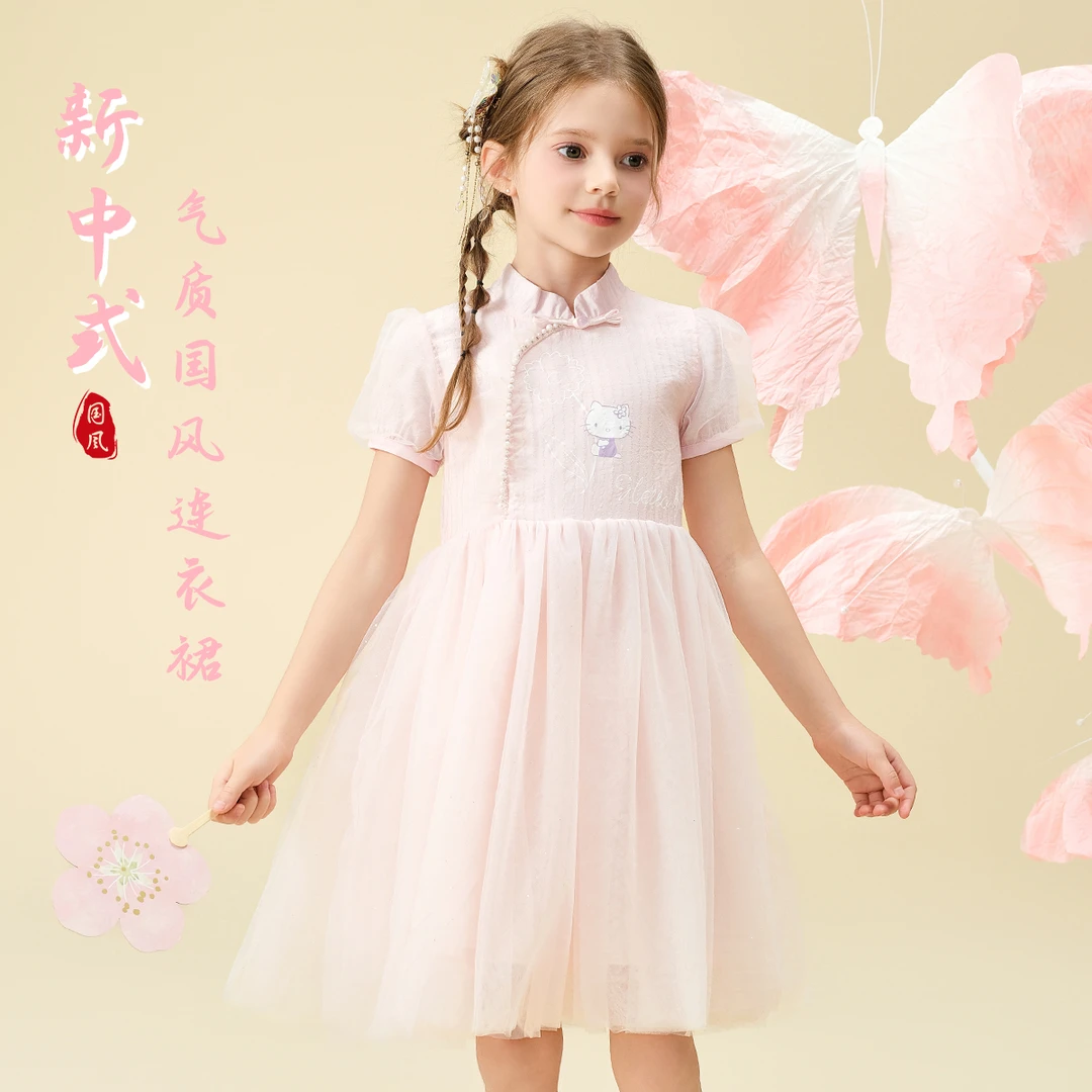 女童2025夏季新款洋气新中式连衣裙2003