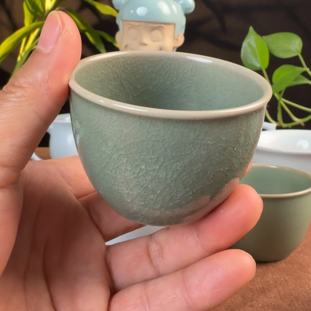 瓷杯子汝瓷冰花鱼鳞开片缸杯