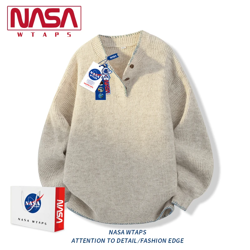 NASA WTAPS美式重磅针织羊毛衫男款秋冬季复古慵懒风潮牌宽松外套