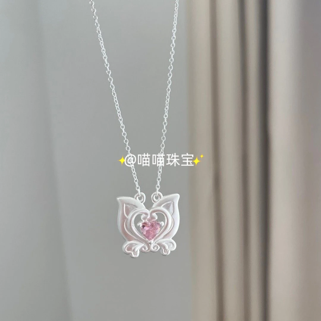 坠链均足银布艺锆石 巴啦啦小魔仙变身器纯银吊坠项链可爱少女心