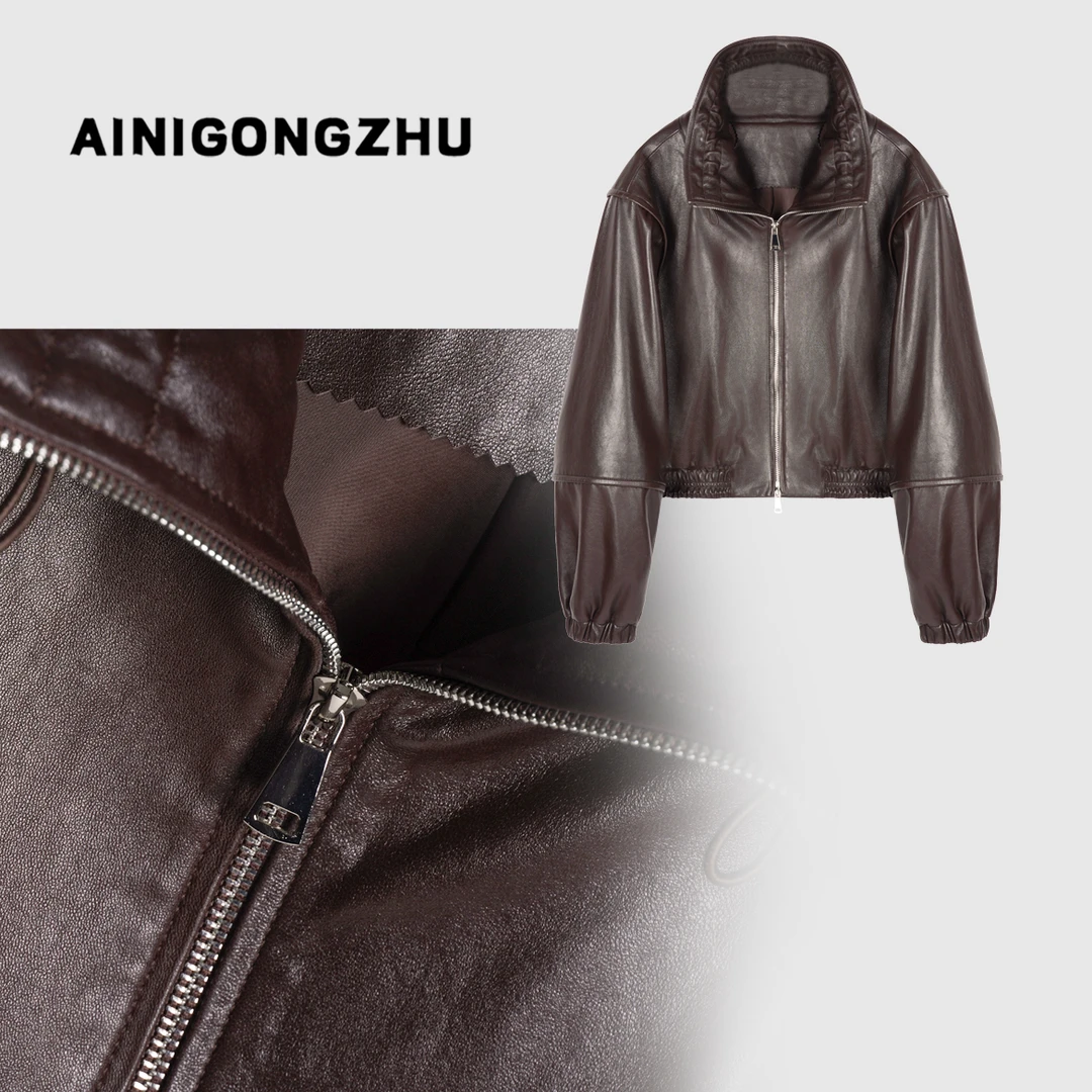 AINIGONGZHU/艾妮公主2025春季新款女装宽松真皮绵羊皮皮衣M178