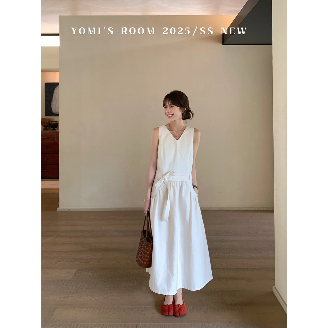 【现货】YOMI小个子定制【新悦春色】V领瘦连衣裙白色女春季收腰