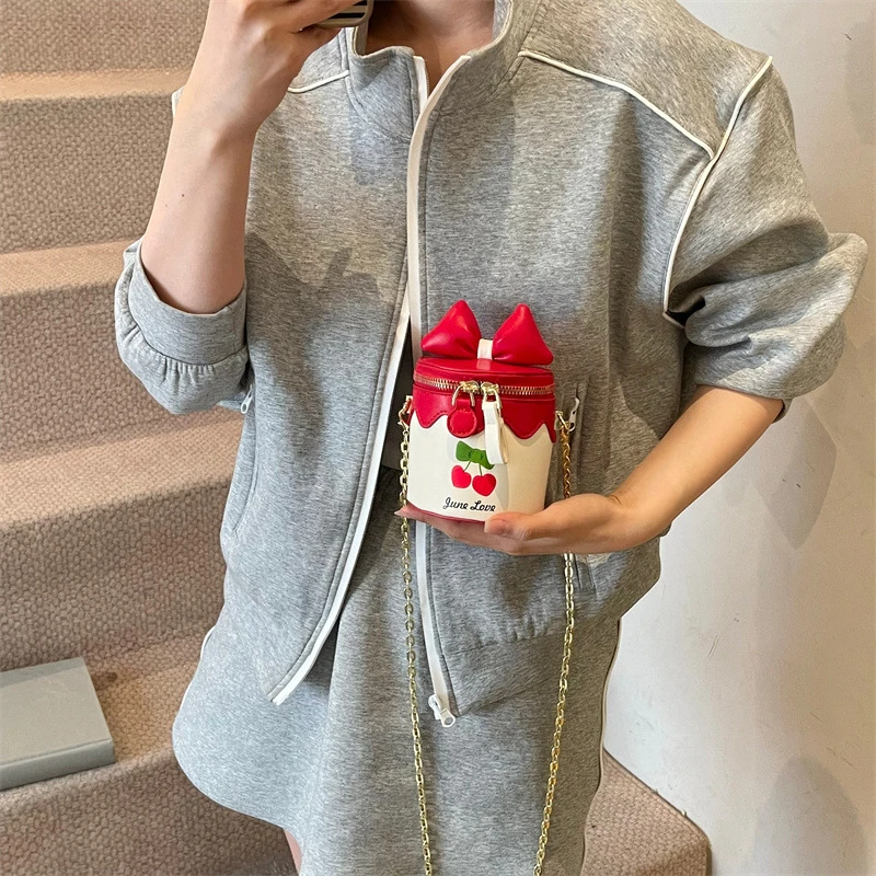 可爱甜美迷你水桶包包女2025夏季新款时尚百搭斜挎包链条单肩包潮