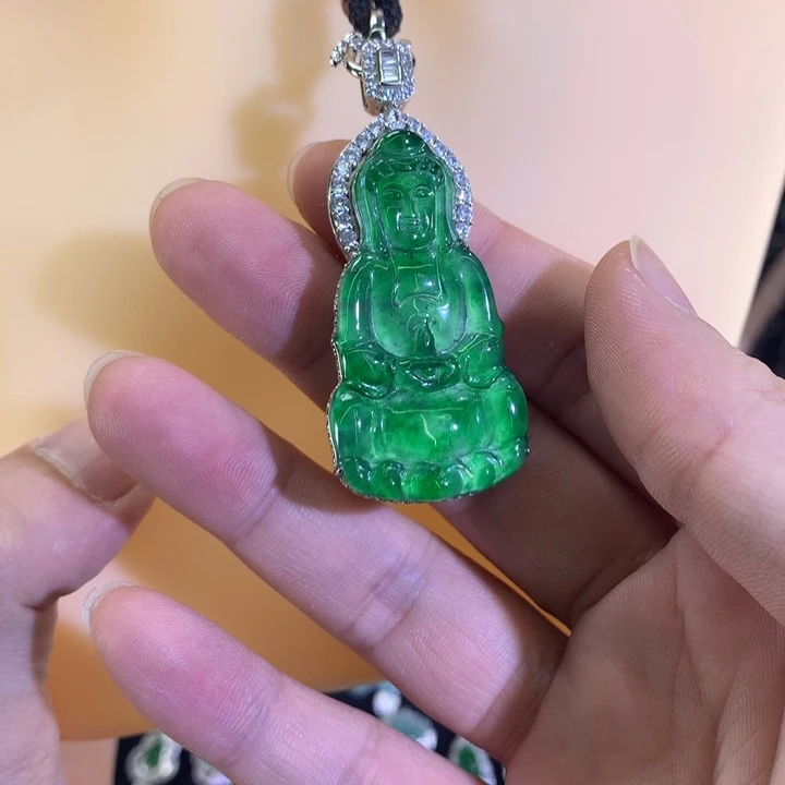 颈饰银S925镶嵌翡翠