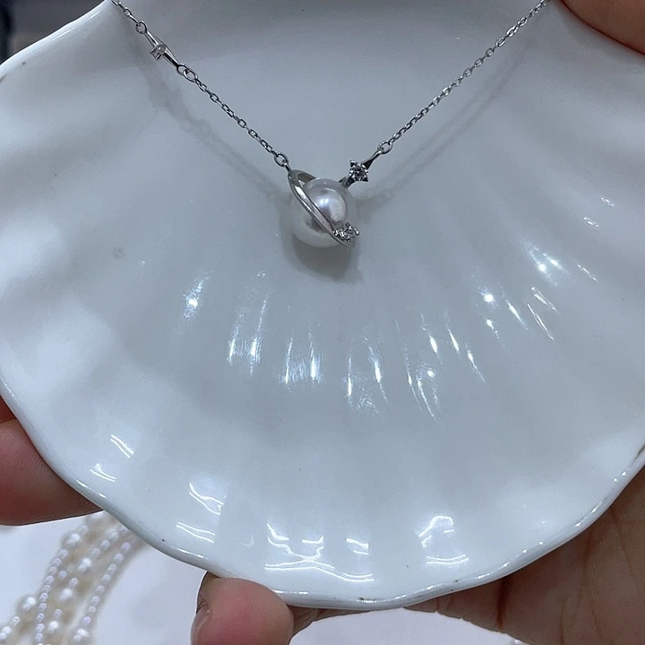 颈饰银S925镶嵌淡水珍珠