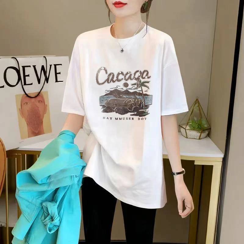 胖mm短袖t恤女夏装2025年新款韩版宽松中长款半袖打底衫女上衣潮