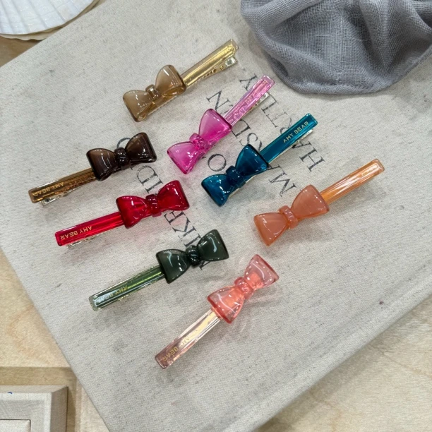 韩系少女彩色蝴蝶结发夹