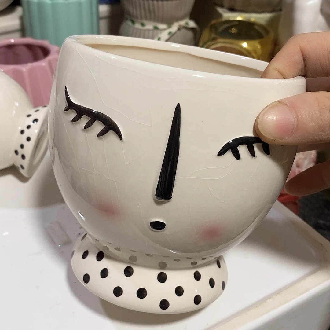 陶杯子陶盆有孔 瑕疵介意勿拍