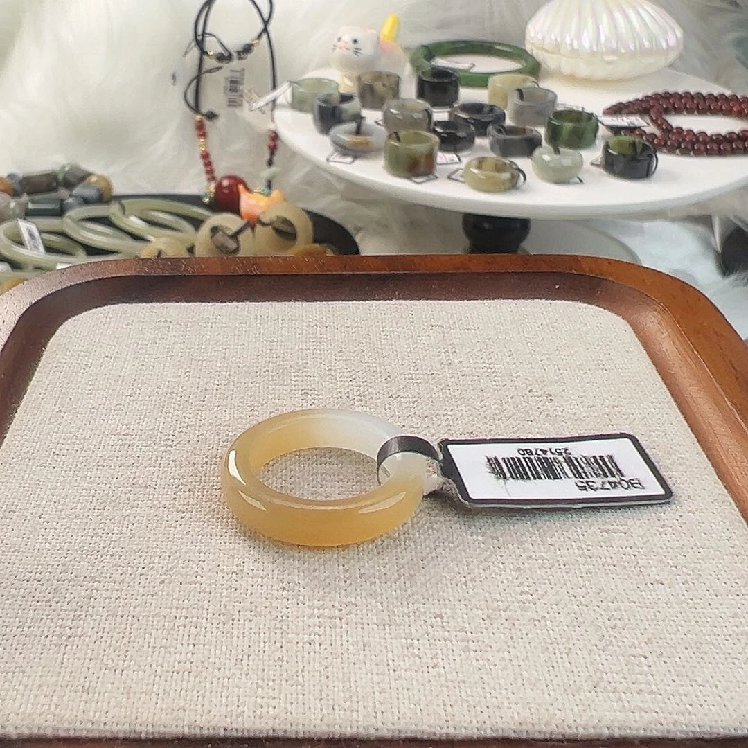 和田玉未镶嵌戒指w85糖白圆切16.4