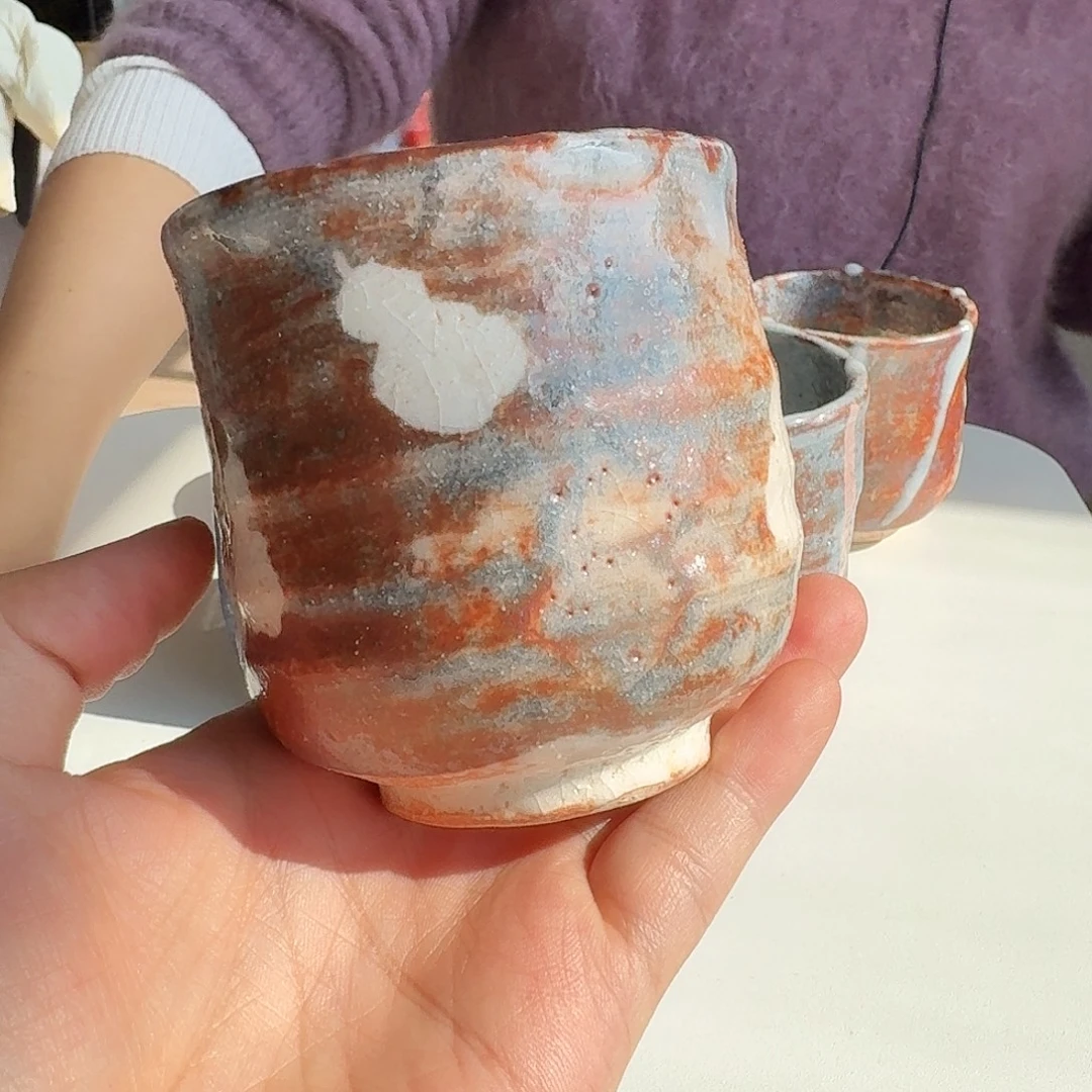 瓷片志野烧葫芦手握杯