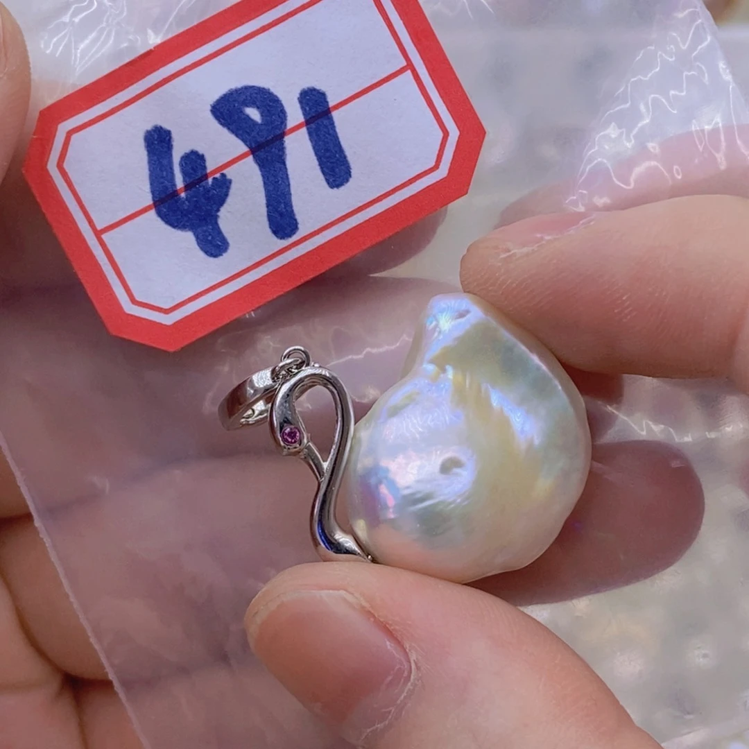 淡水珍珠银S925镶嵌吊坠(赠链)