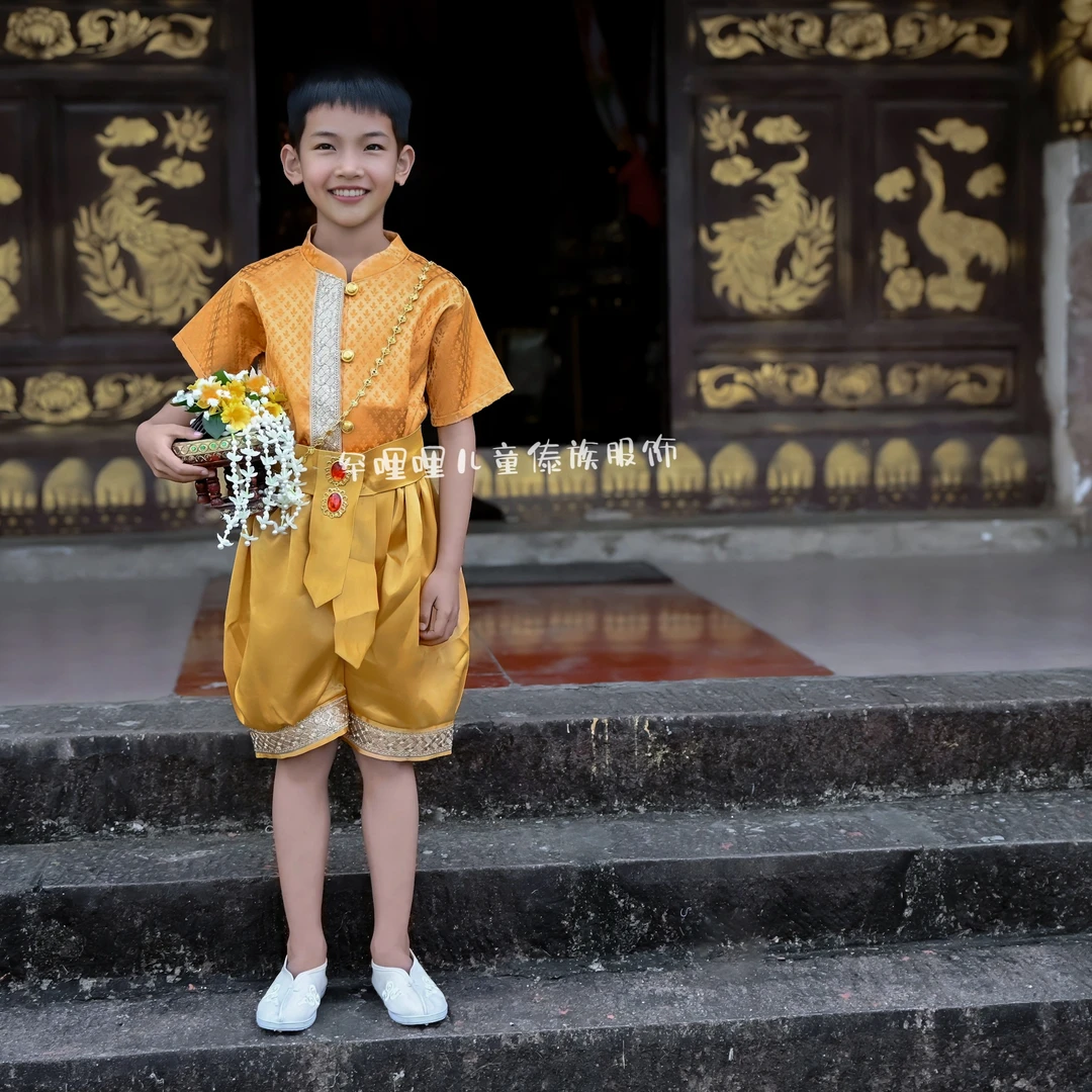 云南泼水节2025年新款男童泰式套装华丽帅气清凉民族服饰舞台写真