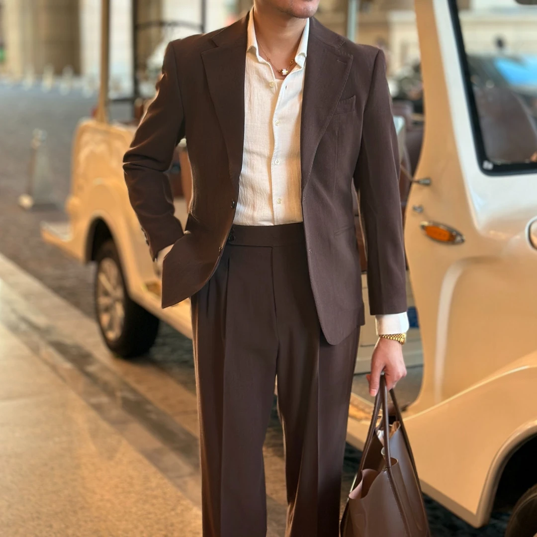 意式那不勒斯西服套装男士商务休闲正装极简绅士单西