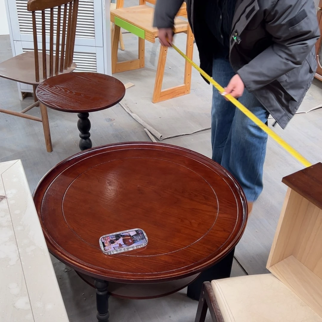 实木抽屉款嗨***?一大一小圆形茶几