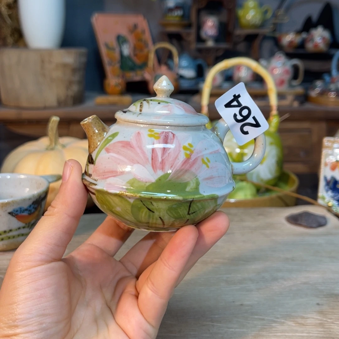 壶素浅陶瓷手工手绘