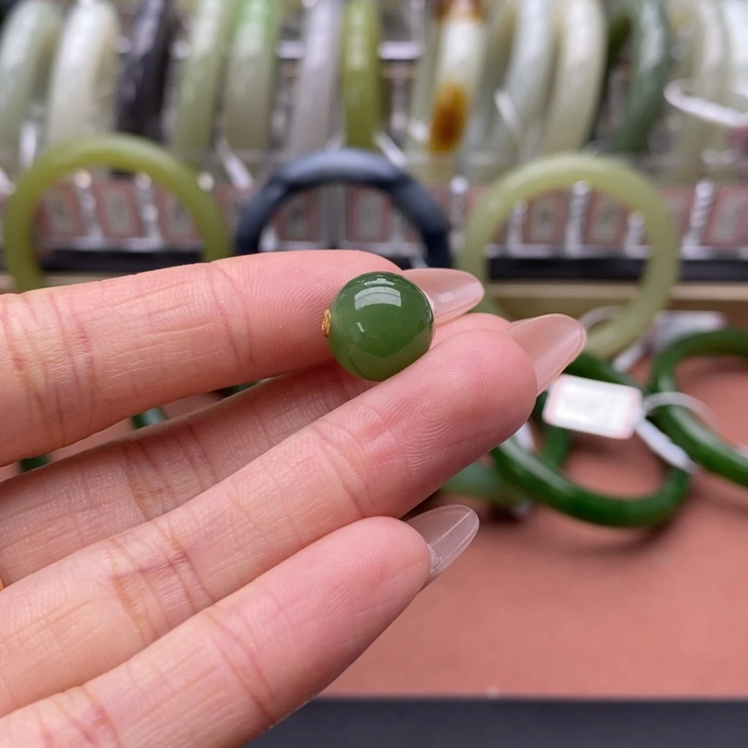 和田玉18K金镶嵌吊坠(不含链)