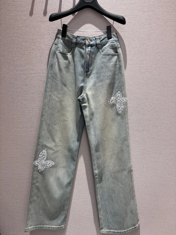 玛丝恩迪春夏新款欧若风烫砖牛仔裤