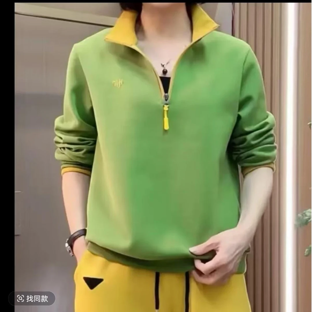 春季新品时尚百搭修身显瘦设计感半拉链显瘦女士长袖上衣01