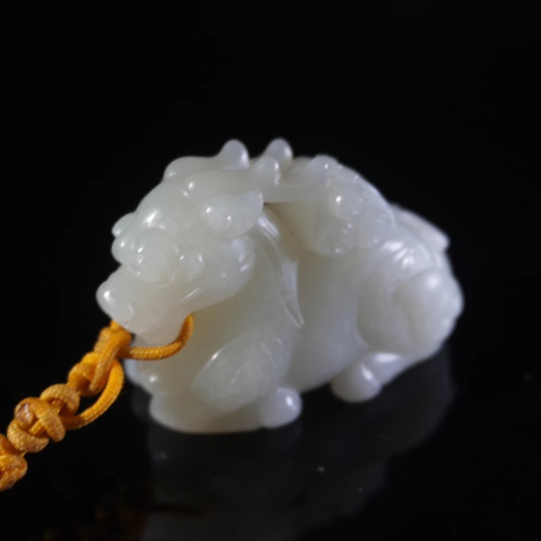 清中期和田玉麒麟送书/HY037025/金玉良缘/槐荫山房