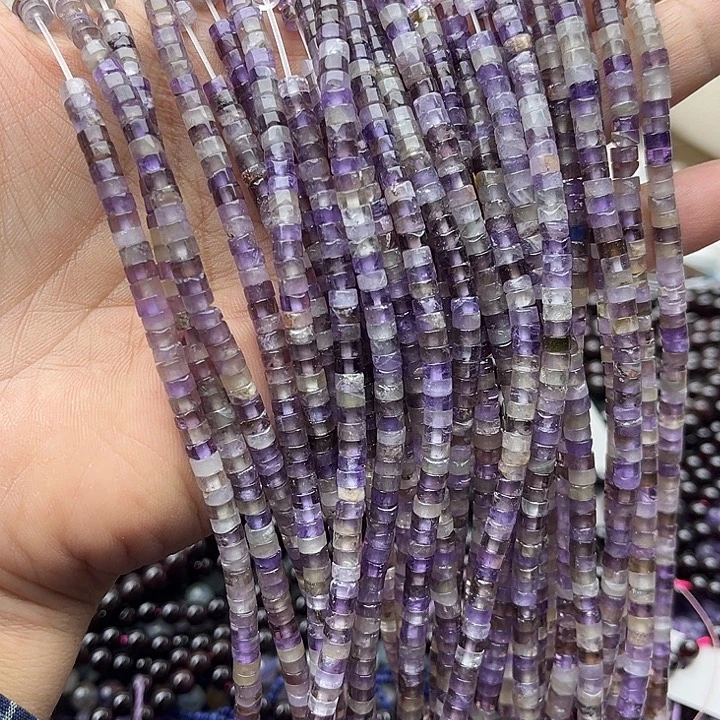 玛瑙/玉髓未镶嵌珠宝半成品一条4/2mm左右紫晶直切