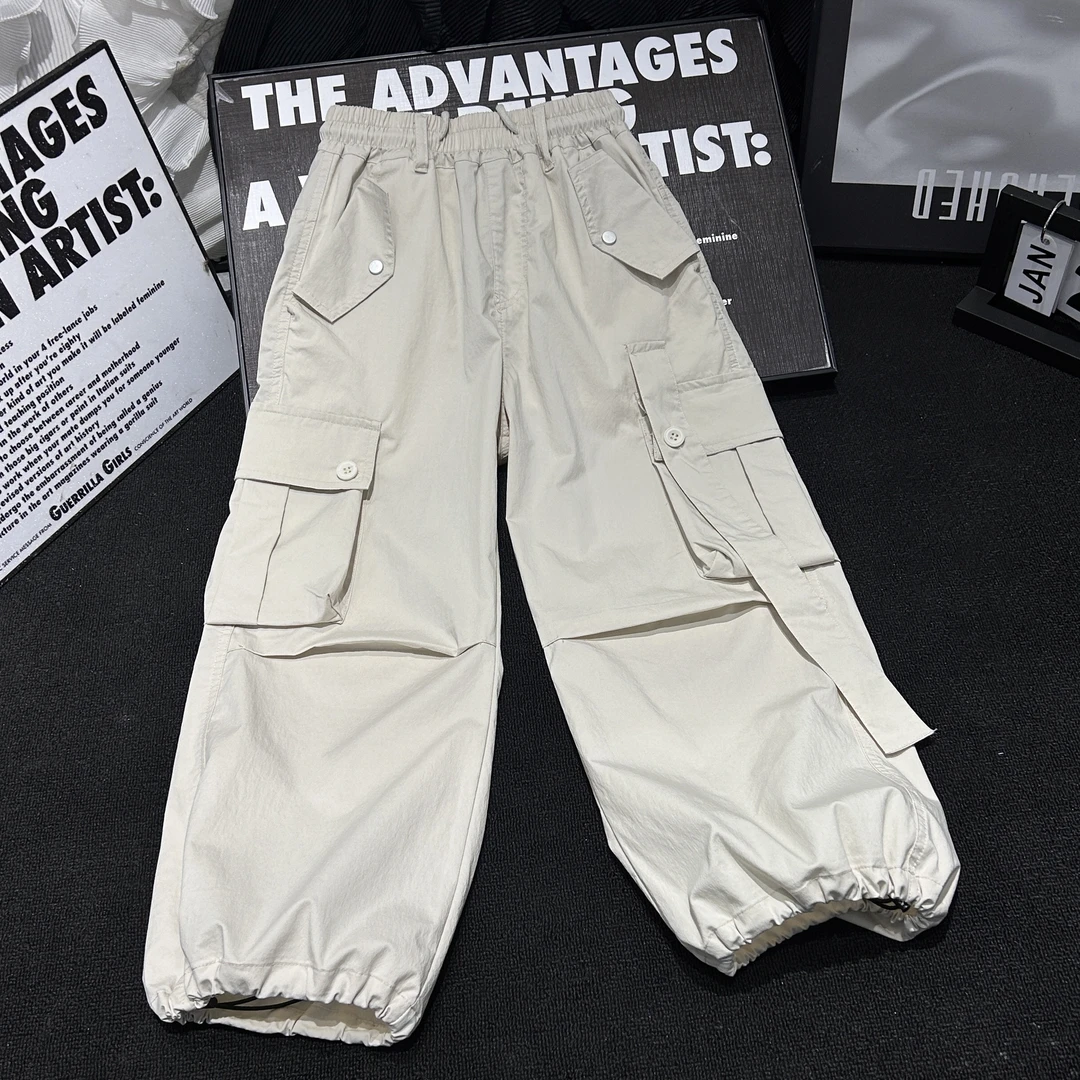 HK潮牌儿童工装裤2025春装新款中大童裤子春秋直筒休闲裤1030