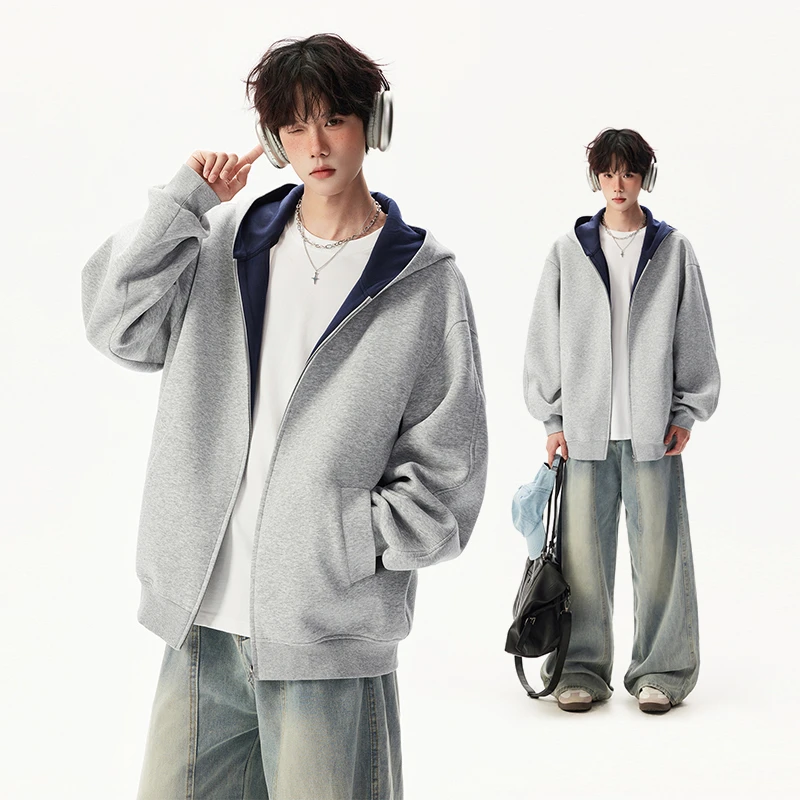 马克华菲冬季开衫连帽美式卫衣情侣潮流休闲时尚宽松百搭韩版外套