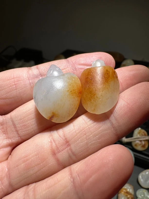 和田玉可爱一对龙龟