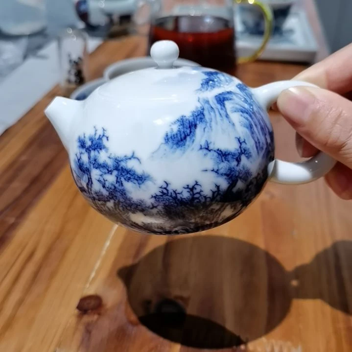 杯手工手绘柴窑青花山水西施壶150