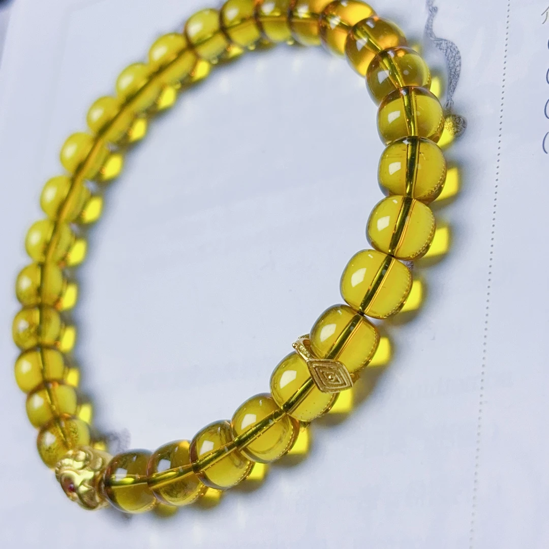 【钰荟琥珀】墨西哥蓝珀纯净水DIy老型手串 7mm