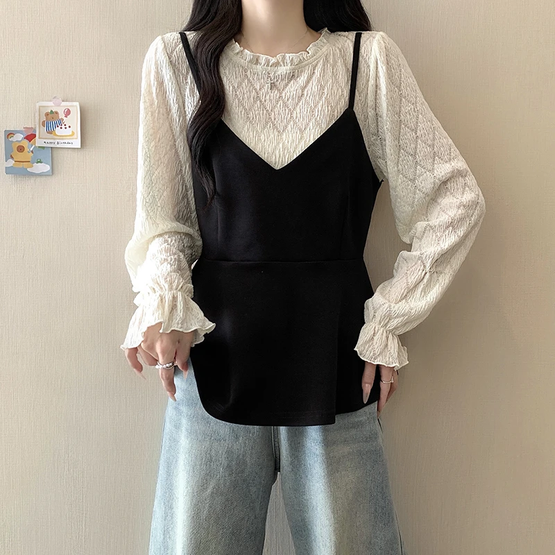 假两件法式休闲减龄针织衫女2025秋季新款设计感收腰洋气长袖上衣