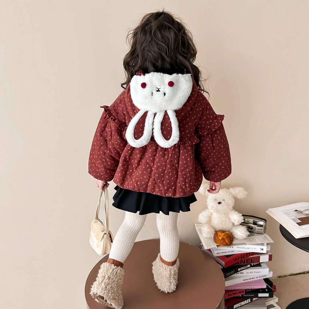 女童外套加绒加厚秋冬季2025新款洋气儿童可爱棉衣女宝宝保暖棉服