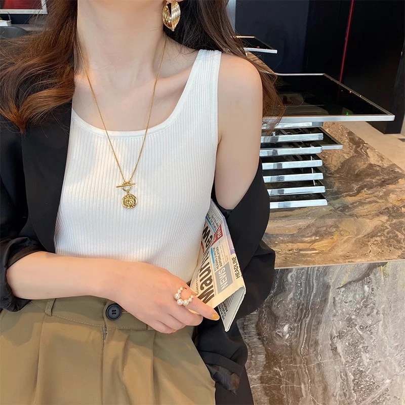 棉质内搭背心女2025新款春夏吊带高级感白色小西装打底衫无袖上衣