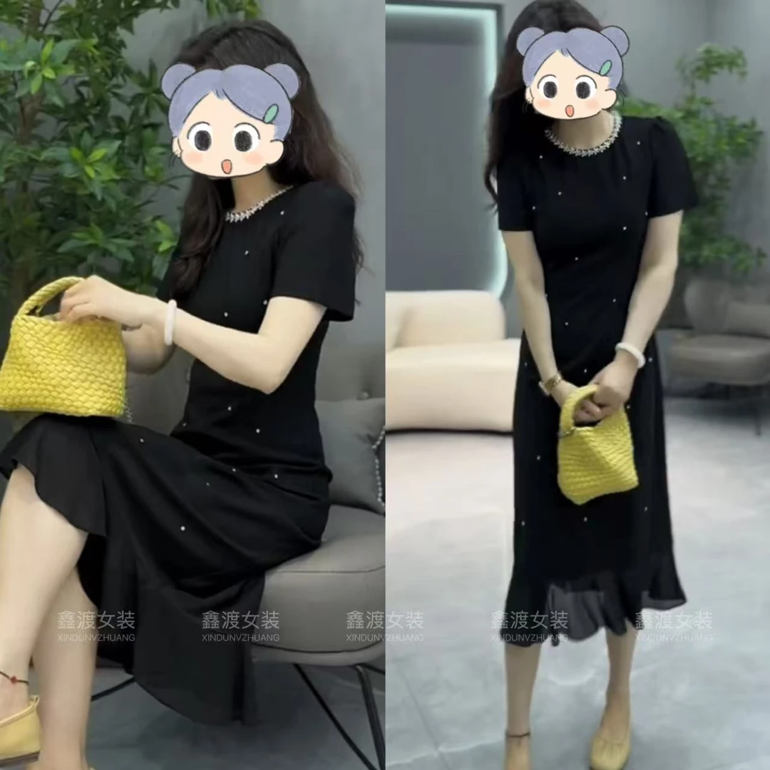 2025夏季新款时尚显瘦气质女士网红洋气连衣裙百搭款D9734