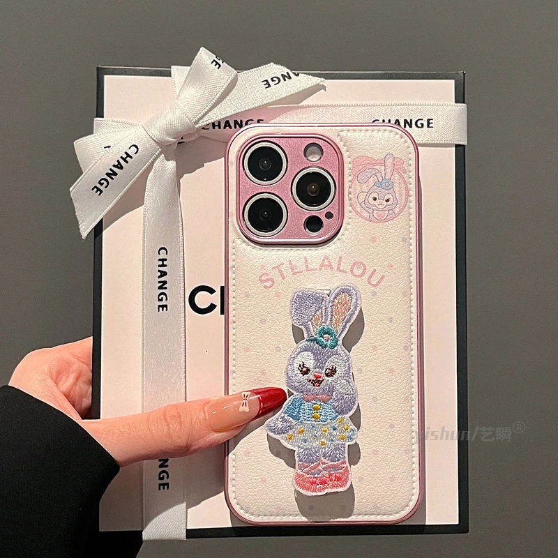 可爱波点刺绣星黛露适用苹果16ProMax手机壳气垫皮质iPhone15pro