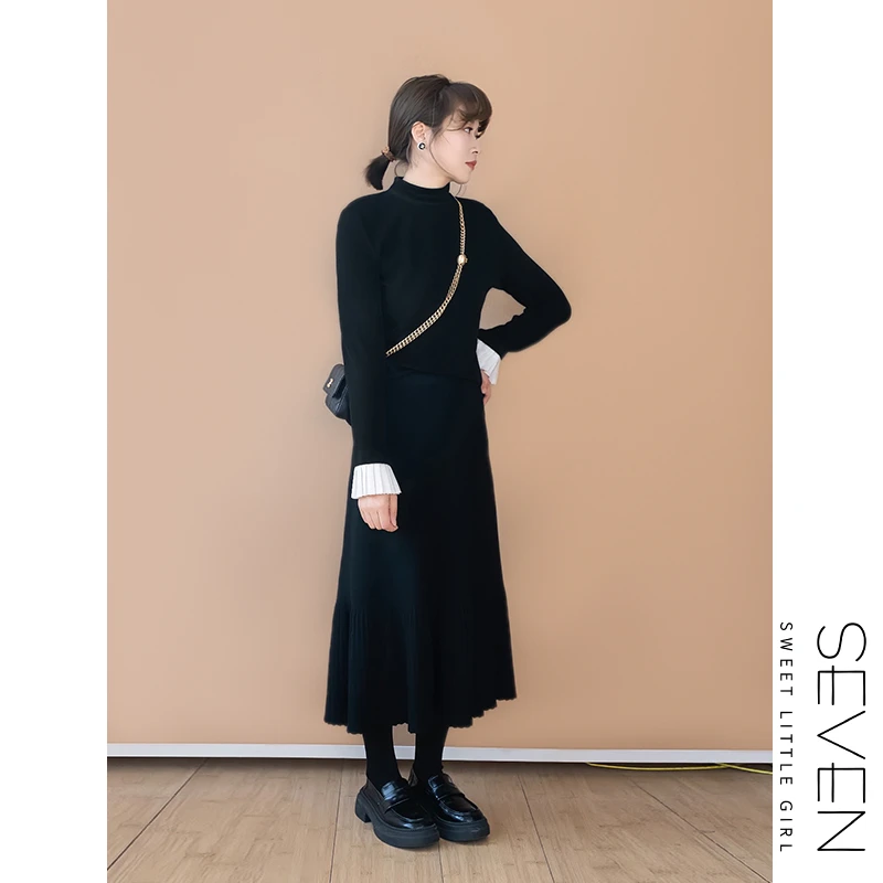 小荷花③七七146小个子法式高级感荷花袖双面德绒长袖T恤女小美说