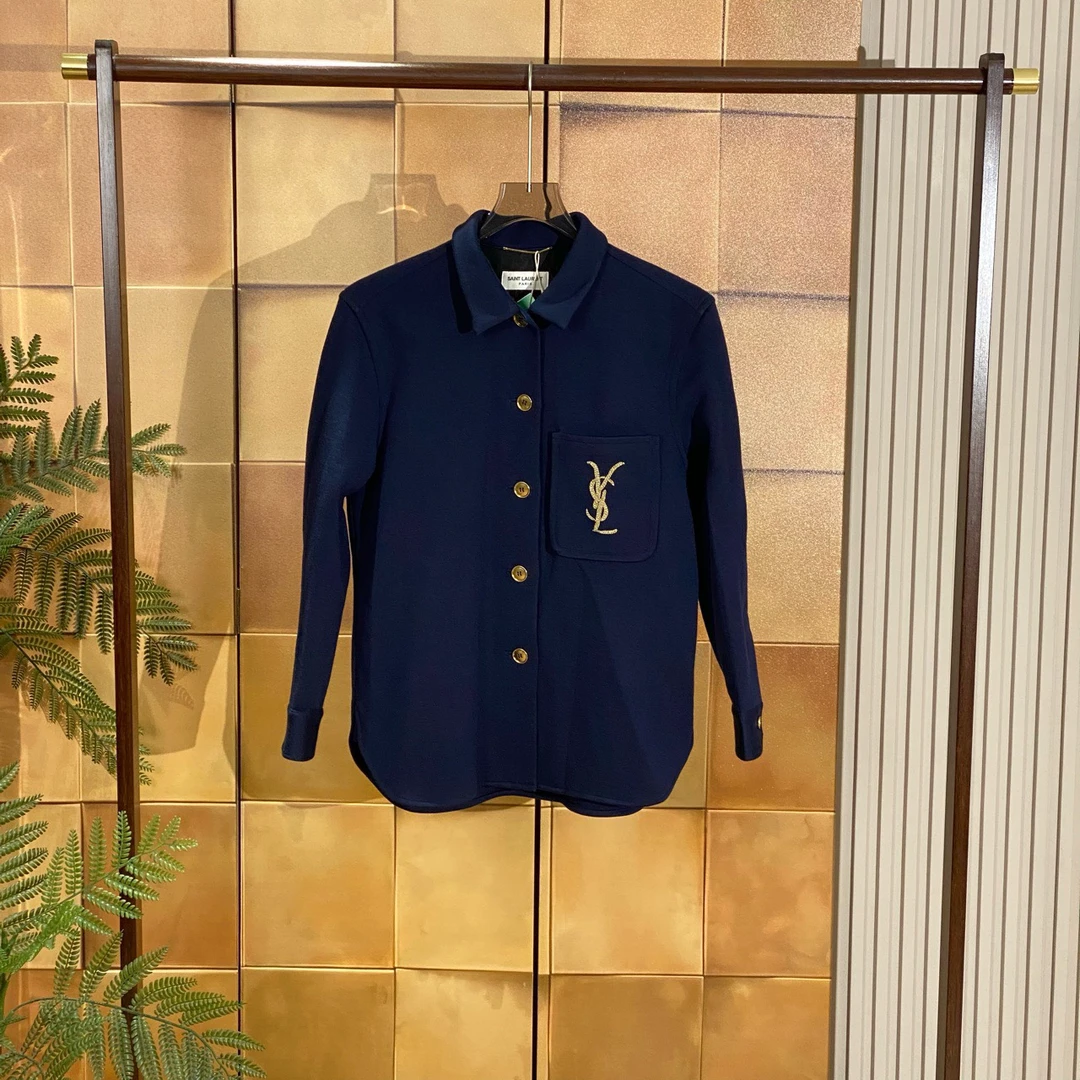 99新 YSL/圣罗兰 金线麦穗刺绣Logo 羊毛外套/36码/99新/28077