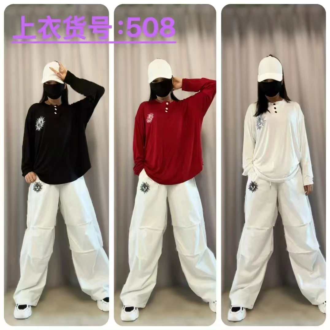 春季新款弹力棉宽松百搭T恤508