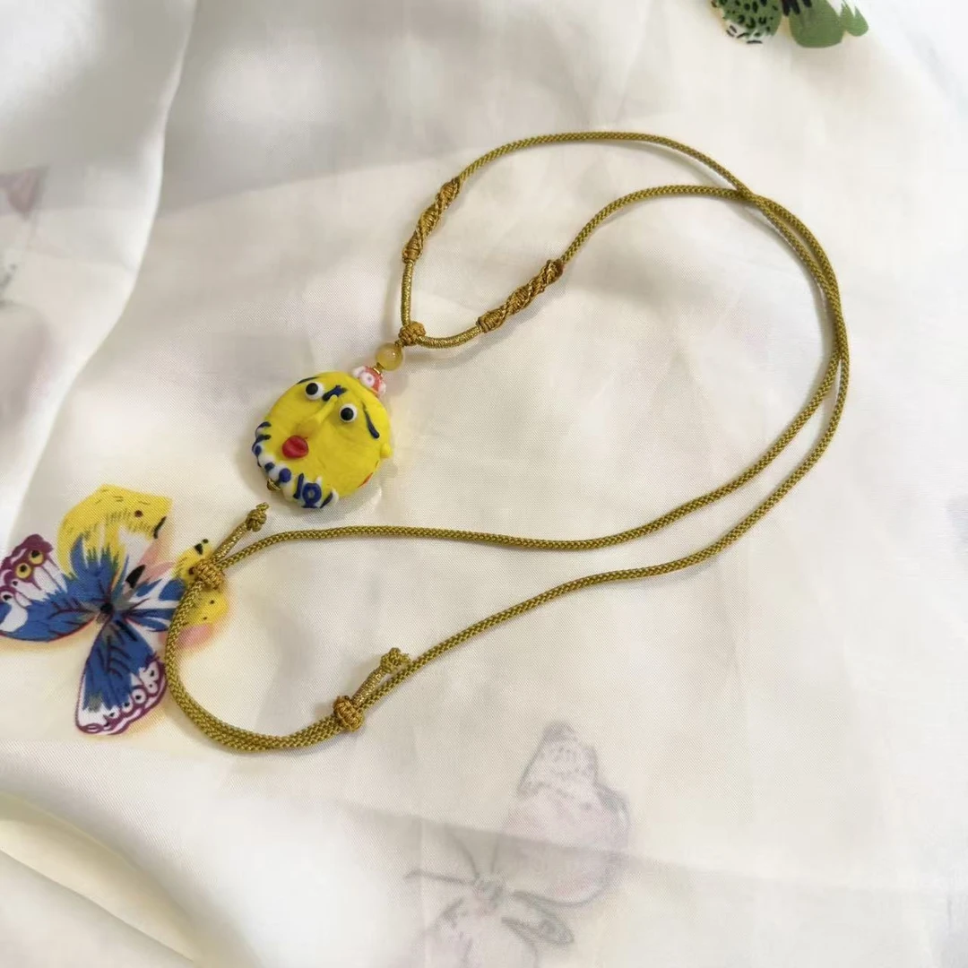 合金琉璃项链 LZ5231-1 孤品合集腓尼基娃娃单颗琉璃绳编项链