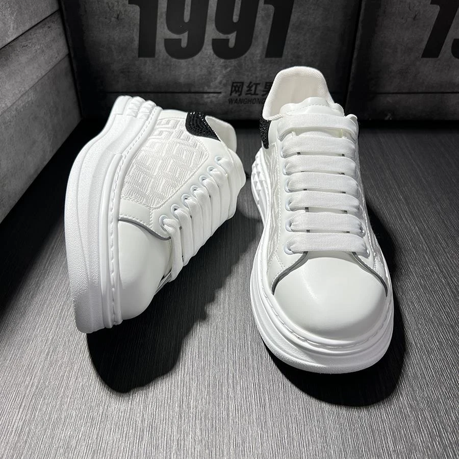 玛古芭板鞋男潮流时尚秋季皮面厚底增高休闲鞋简约百搭舒适小白鞋