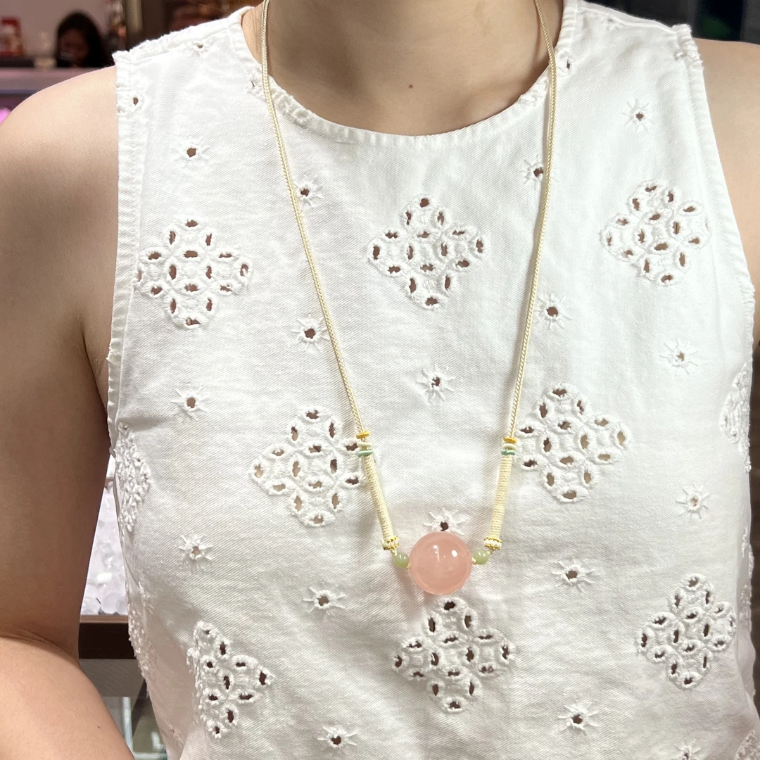 【山醒】天然西柚粉编绳项链 多样性发一