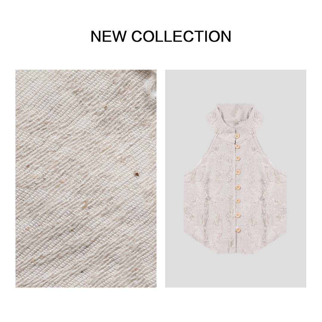 【芳芳专属】C3F28007 复古风蕾丝刺绣高领无袖衫-8007