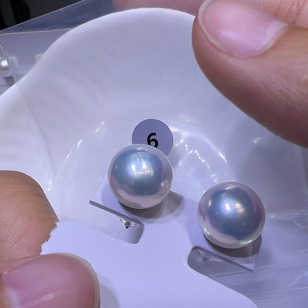 银S925镶嵌耳饰淡水珍珠