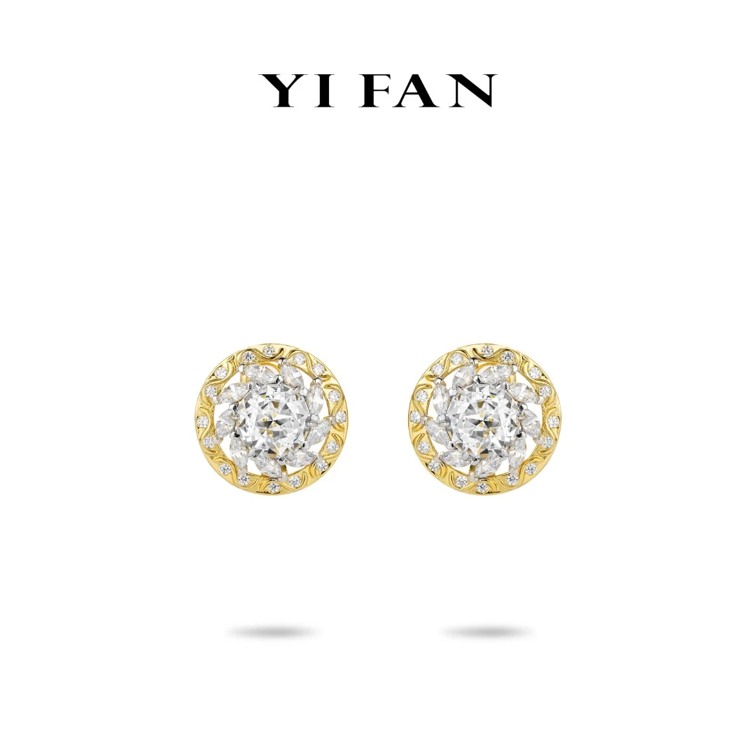 925银合成锆石耳饰 一梵  3426-白色六爪太阳花满钻镂空耳环