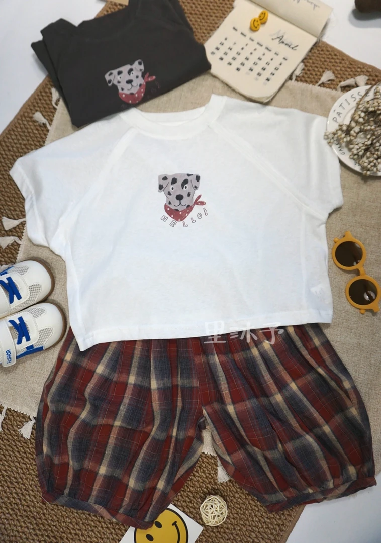 里沐予2025夏季儿童韩版时尚短袖T恤