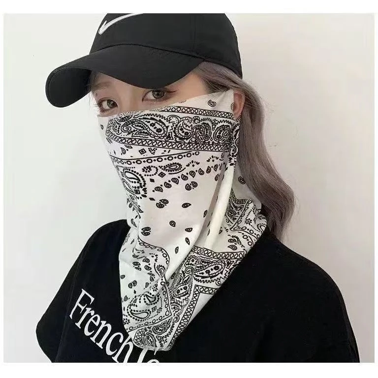 防晒面罩全脸挂耳护颈脖子一体网红遮阳脸罩开车骑行面纱冰丝围脖