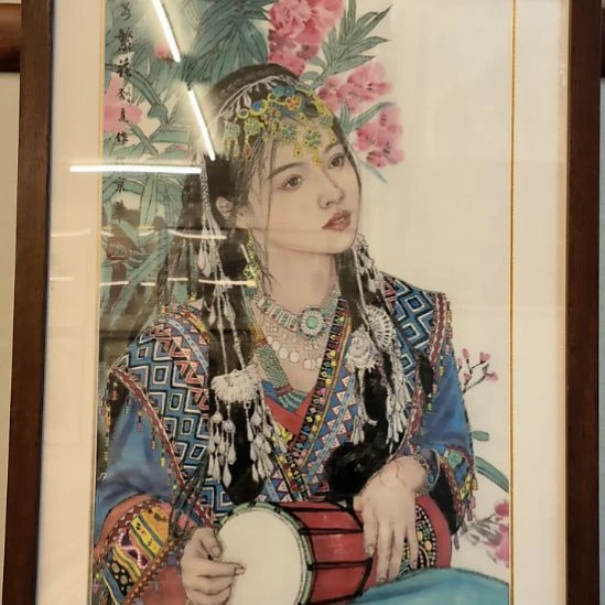 国画人物画作精品带框